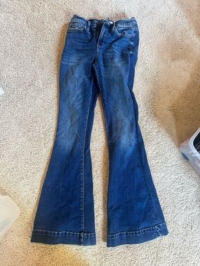 Dark Blue Flare Jeans - High-Rise Wide Leg